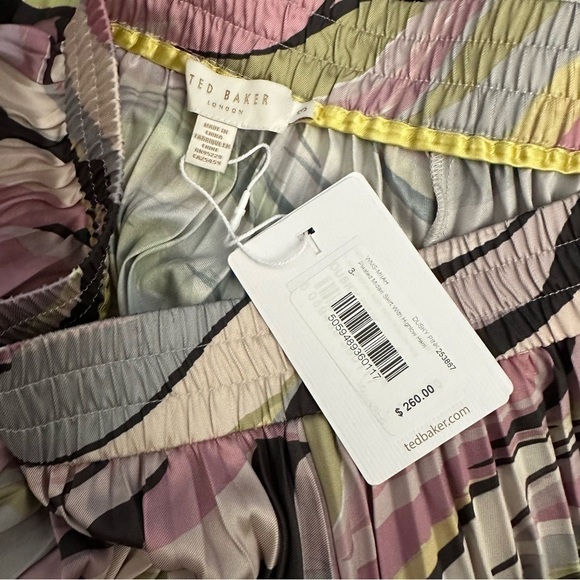 Ted Baker London Abstract-Print Pleated Asymmetric Skirt US Size 8 - Picture 6 of 8